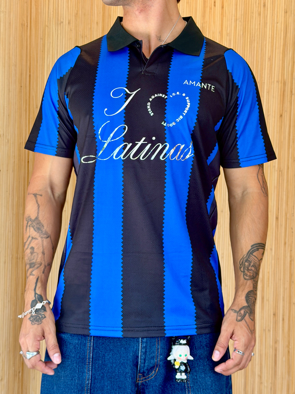 I <3 LATINAS JERSEY - BLACK & BLUE CHROME XL