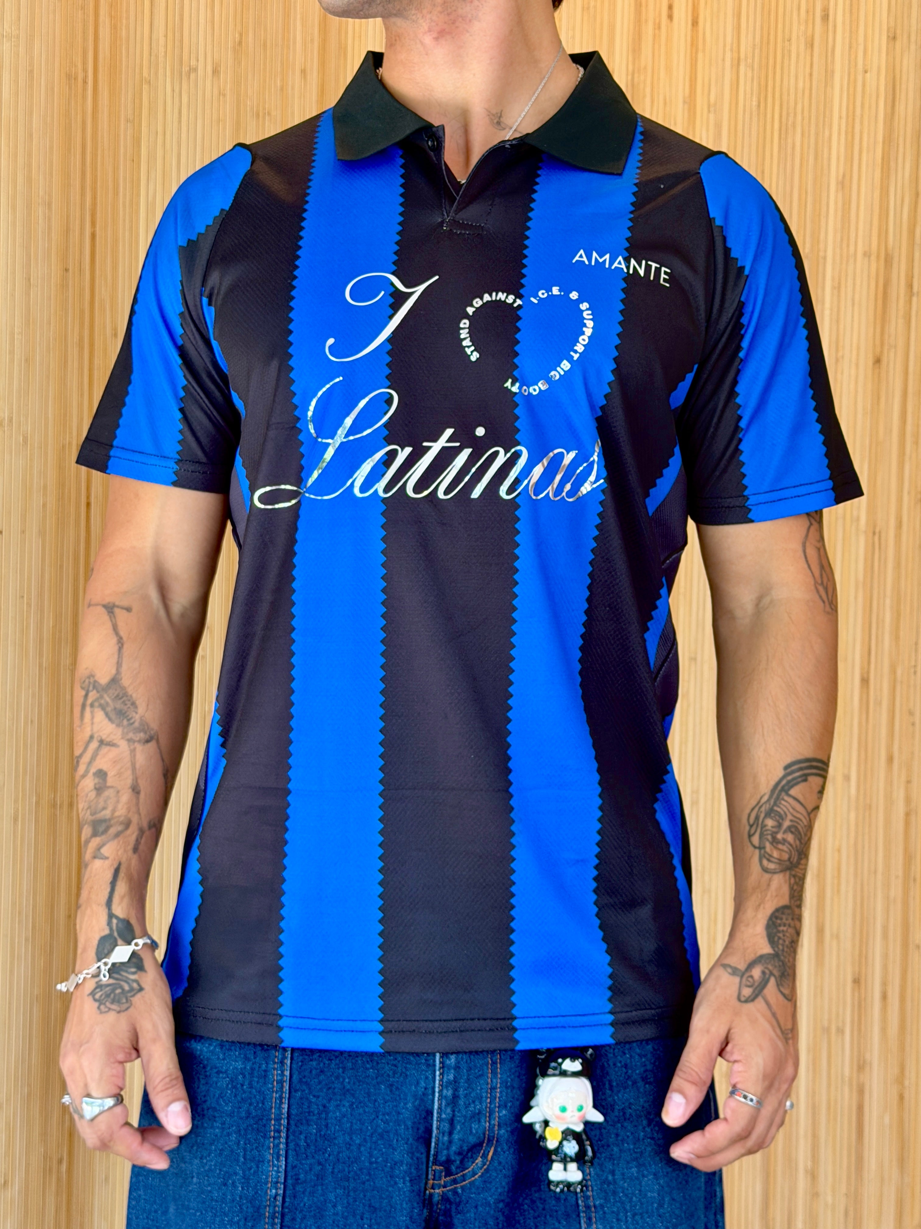 I <3 LATINAS JERSEY - BLACK & BLUE CHROME XL