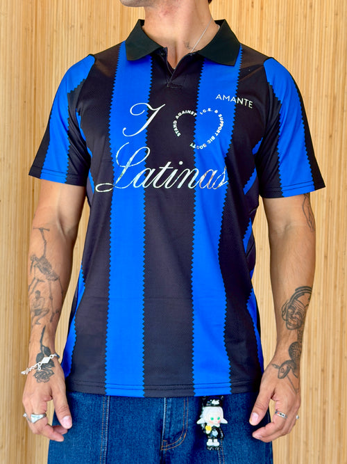I <3 LATINAS JERSEY - BLACK & BLUE CHROME XL