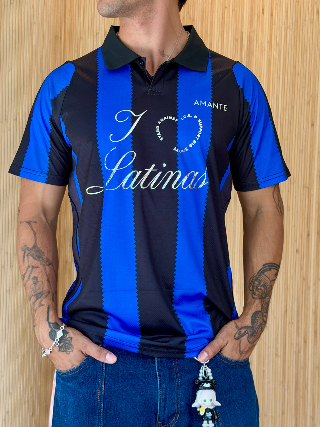 I <3 LATINAS JERSEY - BLACK & BLUE CHROME XL