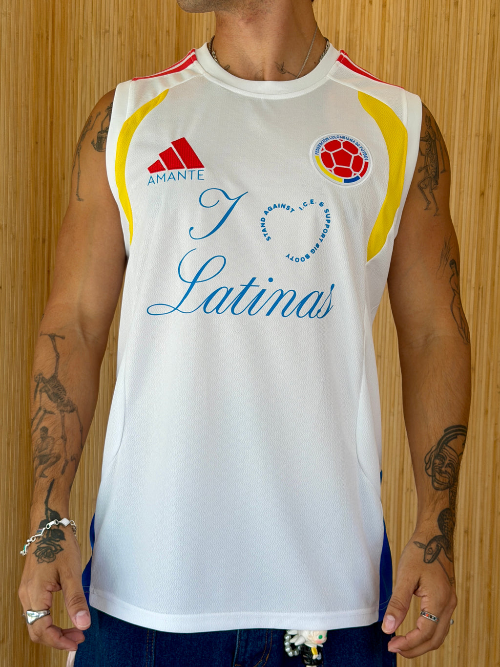 I <3 LATINAS JERSEY - COLOMBIA SLEEVELESS WHITE XL