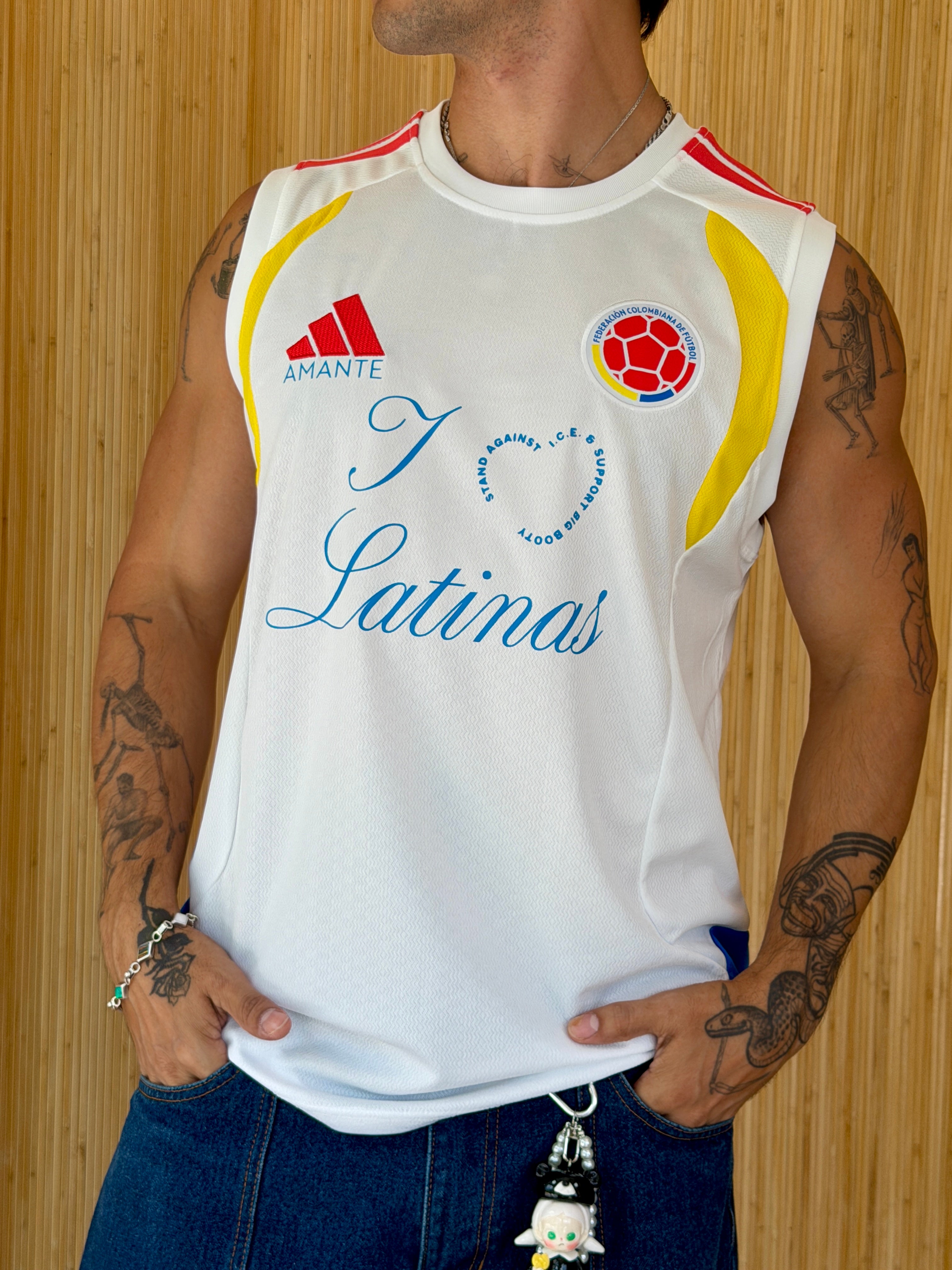 I <3 LATINAS JERSEY - COLOMBIA SLEEVELESS WHITE XL