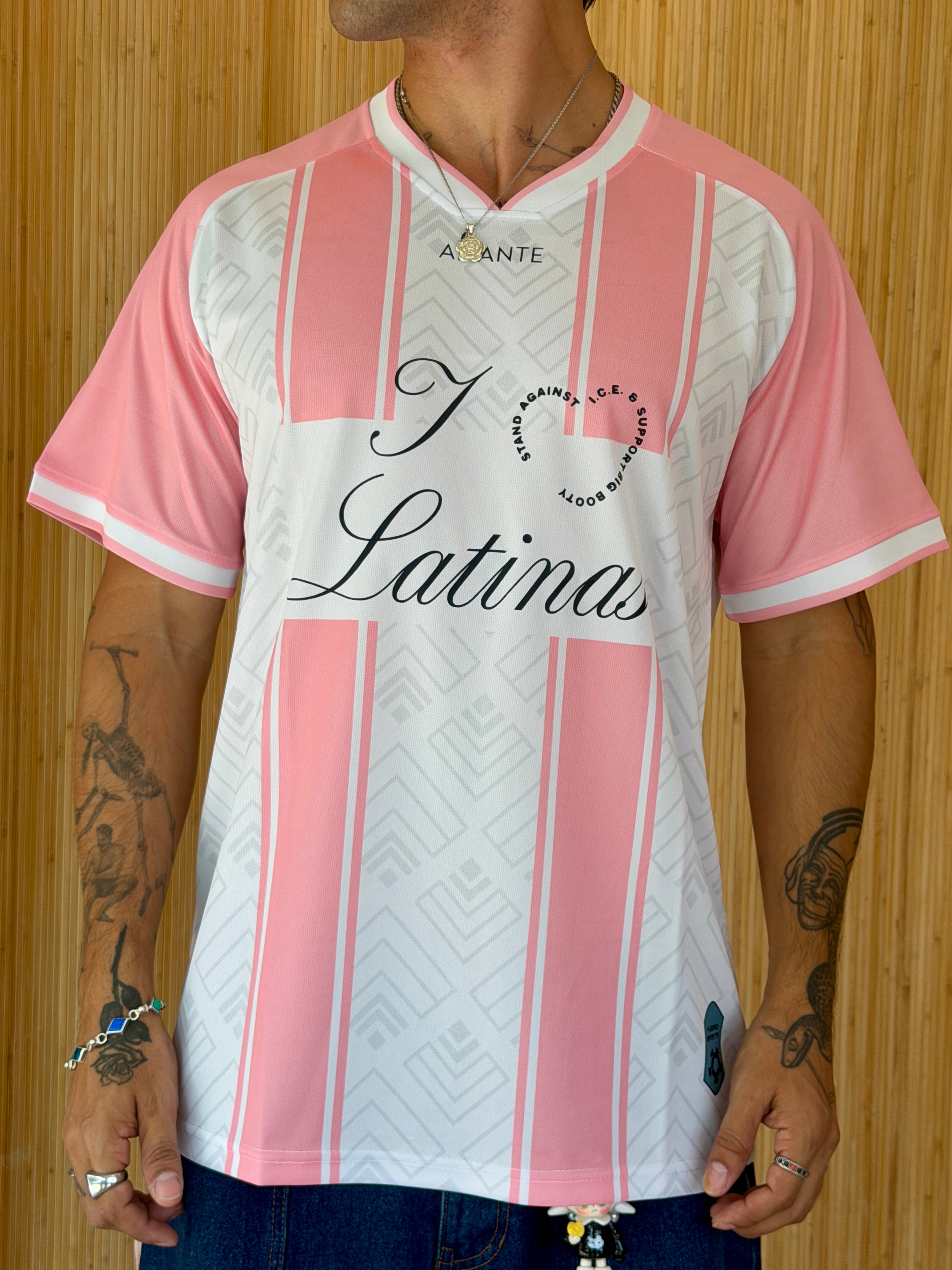 I <3 LATINAS JERSEY - PINK & WHITE XL