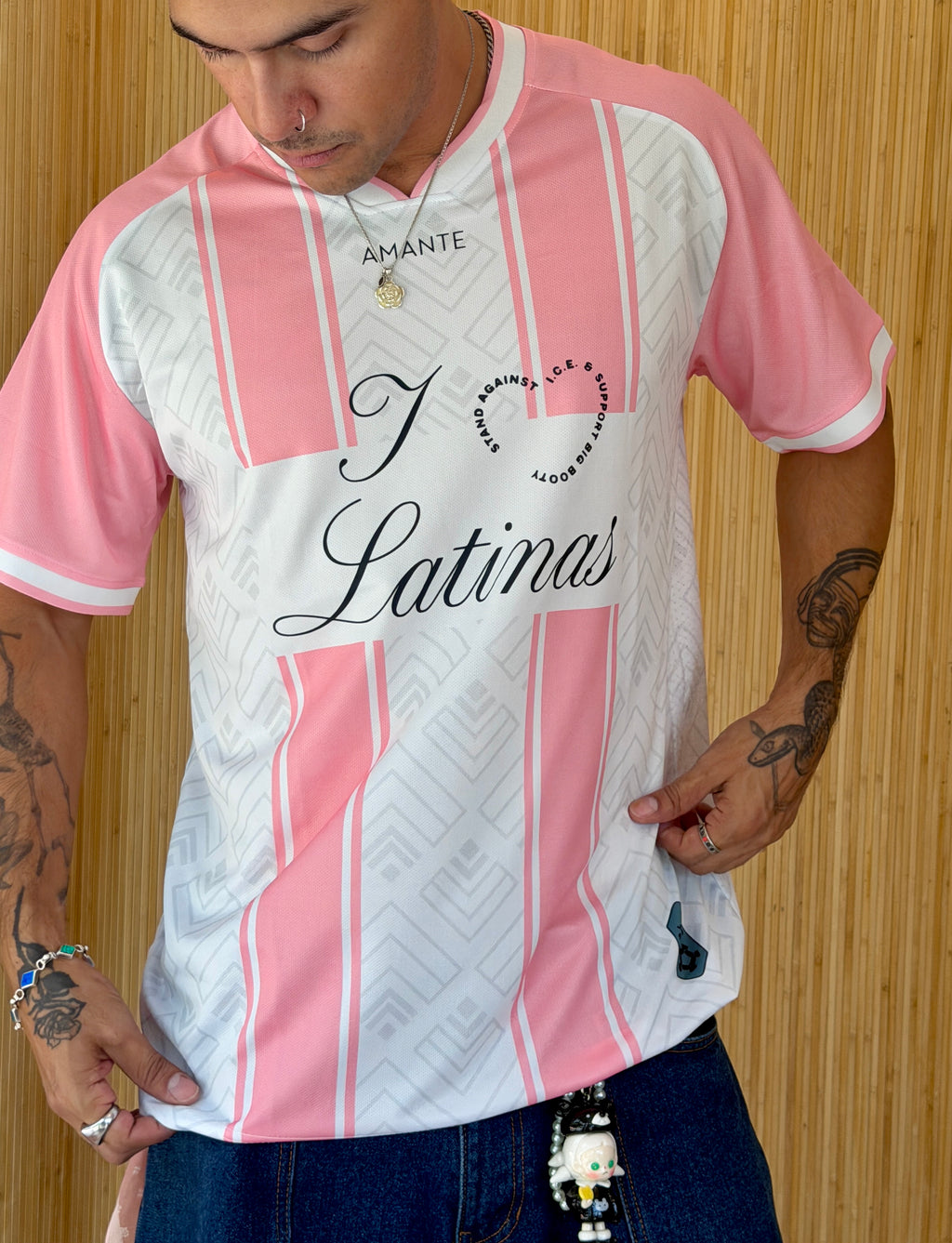 I <3 LATINAS JERSEY - PINK & WHITE XL