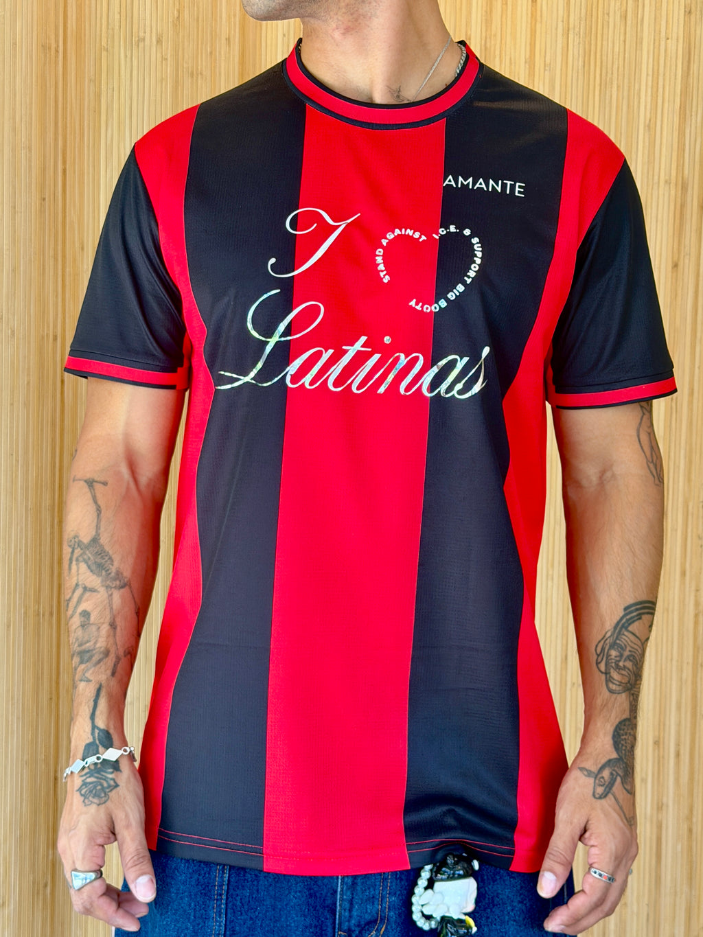 I <3 LATINAS JERSEY - RED AND BLACK CHROME XL