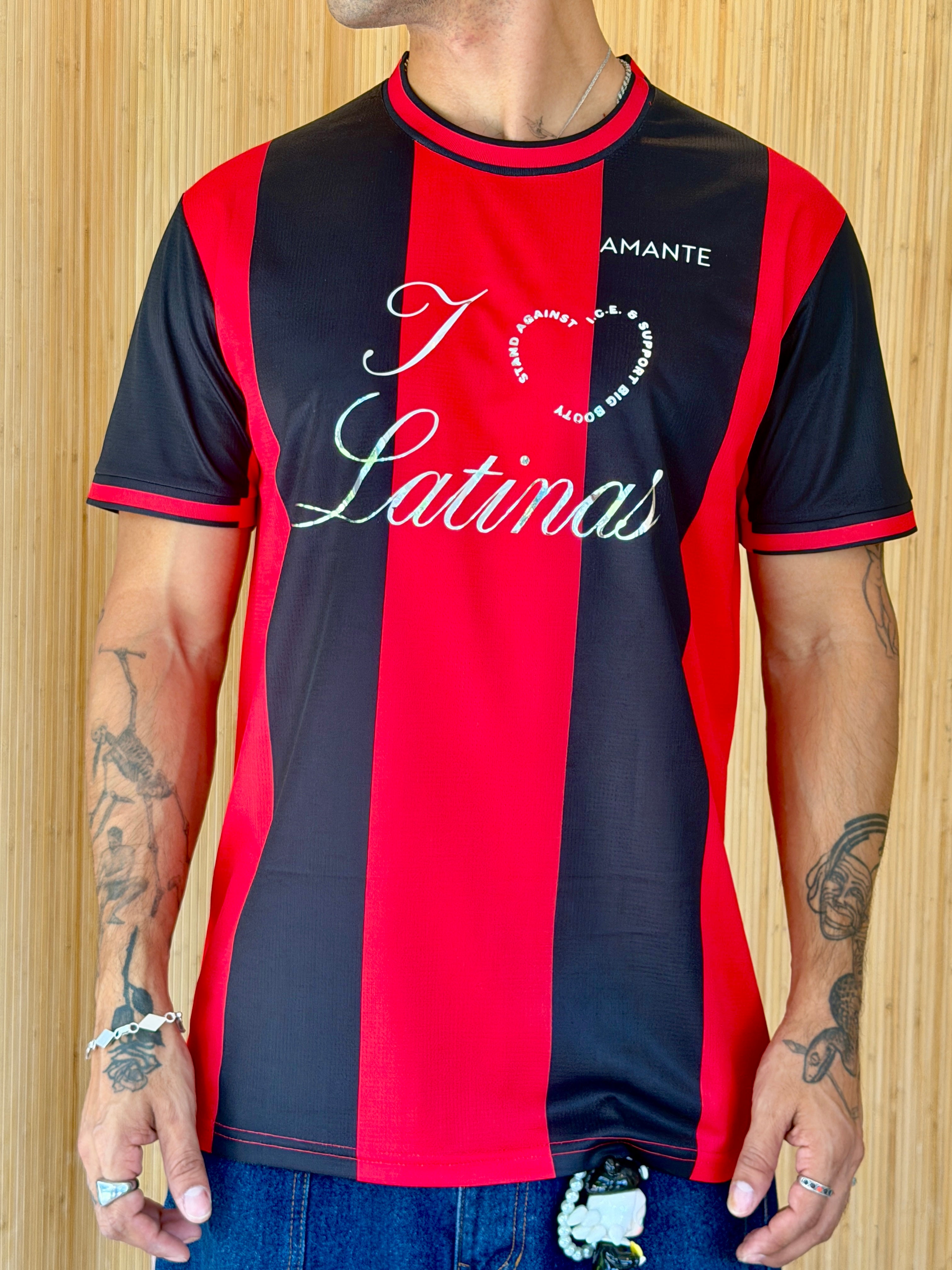 I <3 LATINAS JERSEY - RED AND BLACK CHROME XL