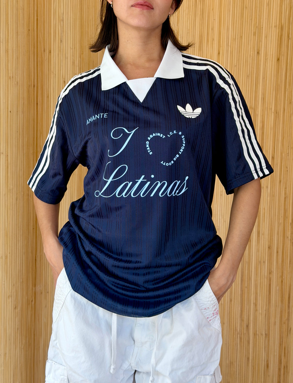 I <3 LATINAS JERSEY - VINTAGE ADIDAS BLUE L